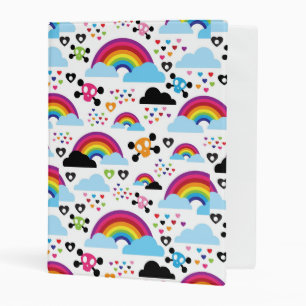 Teenage emo rainbow skull background mini binder