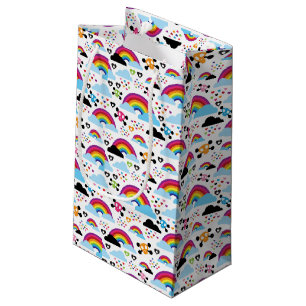 Teenage emo rainbow skull background small gift bag