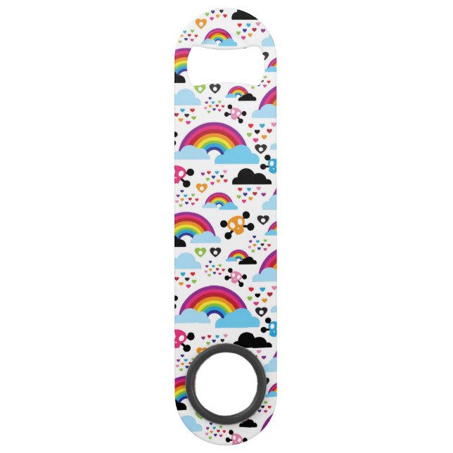 Teenage emo rainbow skull background speed bottle opener (Front)