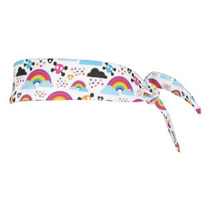 Teenage emo rainbow skull background tie headband