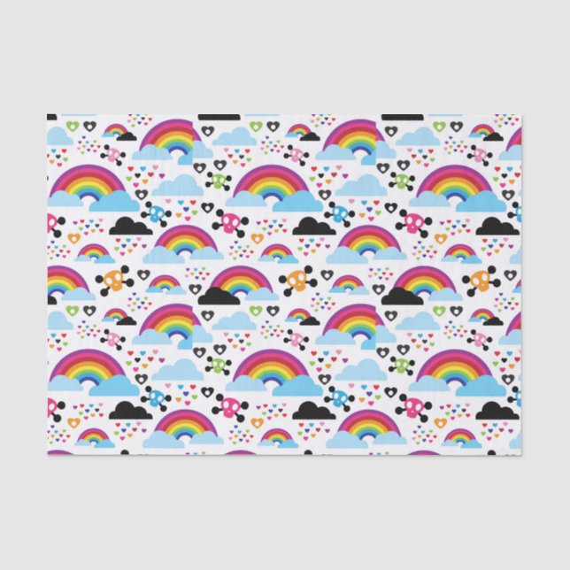 Teenage emo rainbow skull background tissue paper (Front)