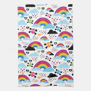 Teenage emo rainbow skull background towel