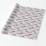 Teenage emo rainbow skull background wrapping paper