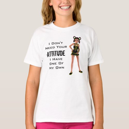 Teenage Girl Attitude 3D Anime Character Punk Goth T_Shirt