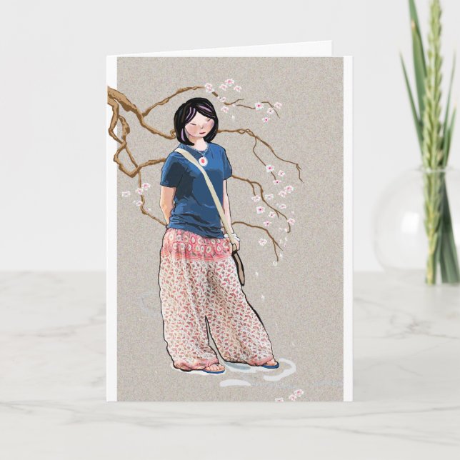Teenage girl in Spring Card (Front)