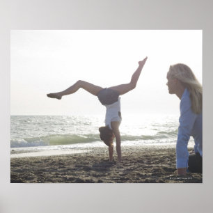 Teenage girl performs gymnastic feat, mom poster