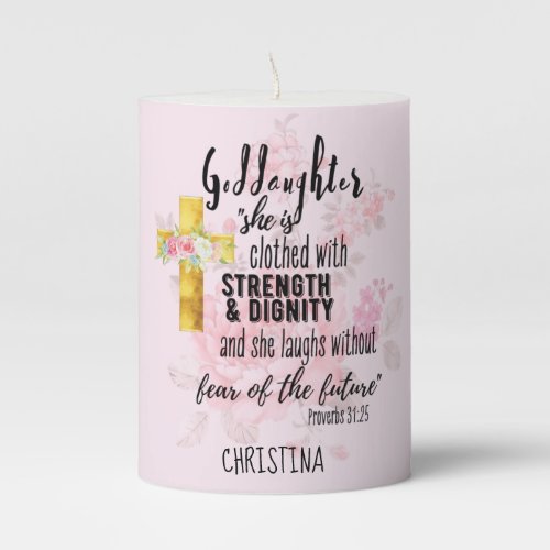 Teenage Goddaughter Gift Personalized Proverb Pillar Candle