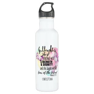 Teenage Goddaughter Gift Pink Unicorn Proverb Cute Stainless Steel Water Bottle