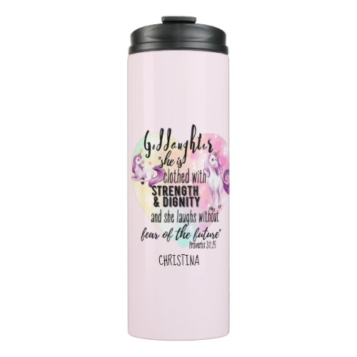 Teenage Goddaughter Gift Pink Unicorn Proverb Cute Thermal Tumbler