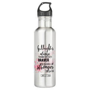 Teenage GODDAUGHTER Motivational Quote Floral Stainless Steel Water Bottle