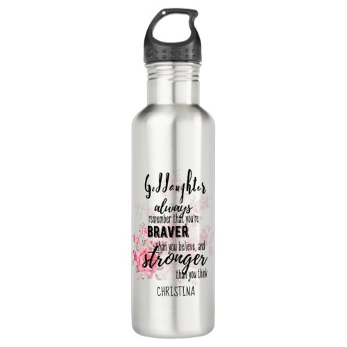 Teenage GODDAUGHTER Motivational Quote Floral Stainless Steel Water Bottle