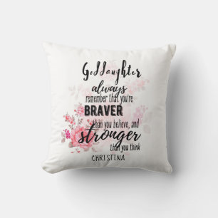 Teenage GODDAUGHTER Motivational Quote Floral  Throw Pillow