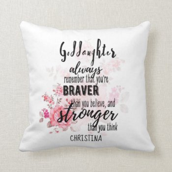 Teenage GODDAUGHTER Motivational Quote Floral  Throw Pillow