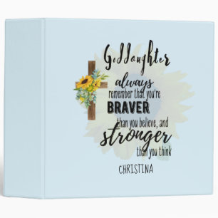 Teenage GODDAUGHTER Motivational Quote Sunflowers 3 Ring Binder