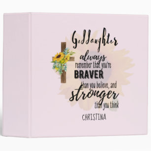Teenage GODDAUGHTER Motivational Quote Sunflowers  3 Ring Binder