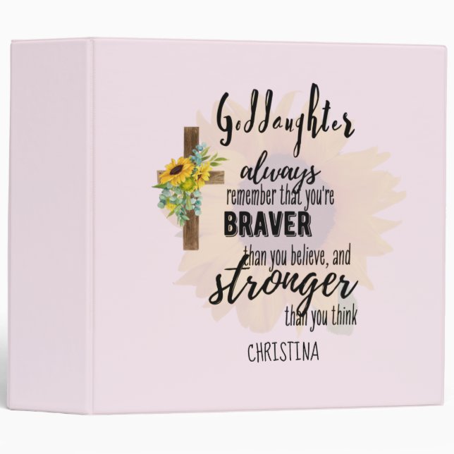 Teenage GODDAUGHTER Motivational Quote Sunflowers  3 Ring Binder (Front/Spine)