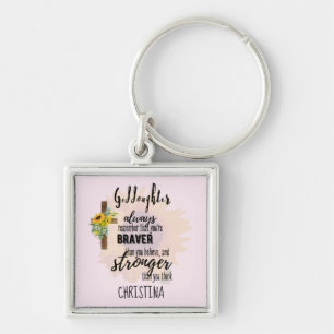 Teenage GODDAUGHTER Motivational Quote Sunflowers  Keychain