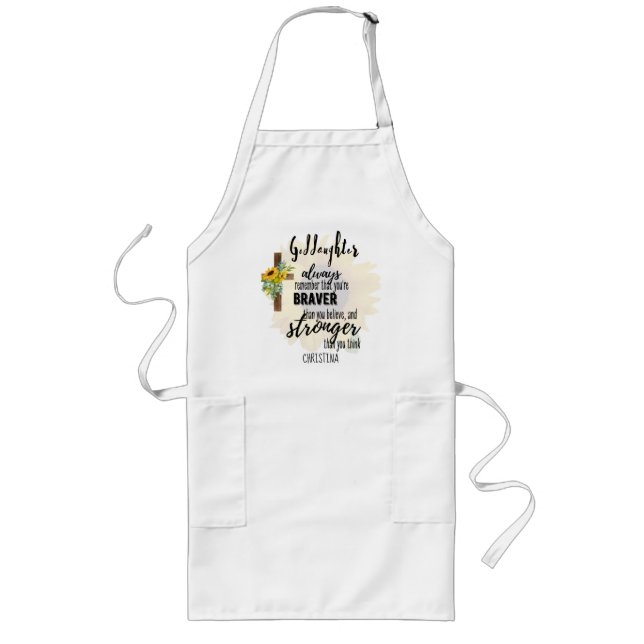 Teenage GODDAUGHTER Motivational Quote Sunflowers Long Apron (Front)