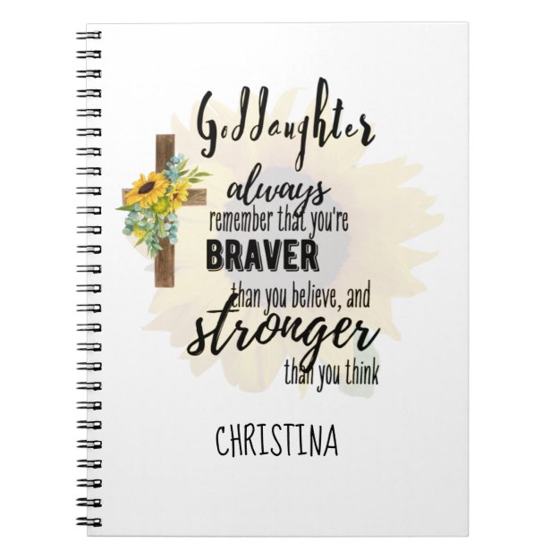 Teenage GODDAUGHTER Motivational Quote Sunflowers Notebook
