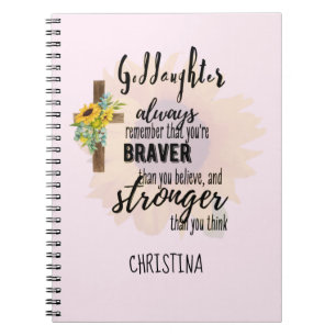 Teenage GODDAUGHTER Motivational Quote Sunflowers Notebook