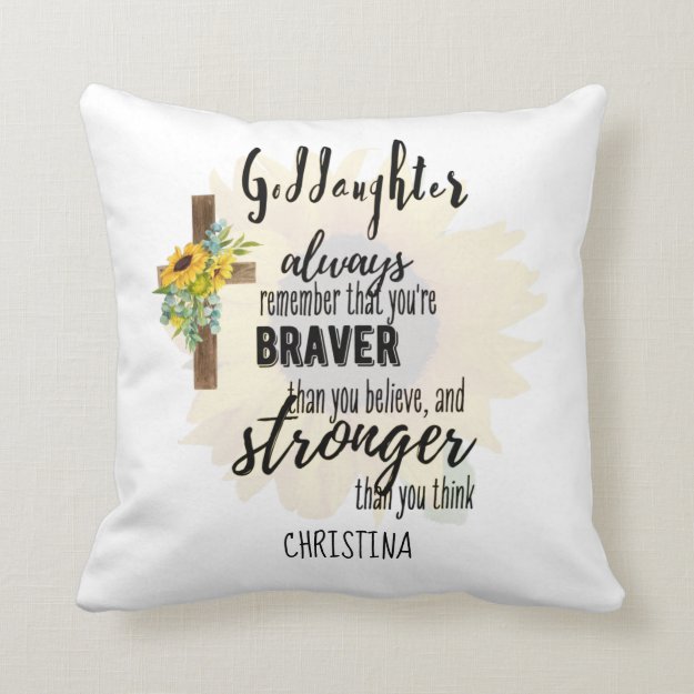 Teenage GODDAUGHTER Motivational Quote Sunflowers Throw Pillow