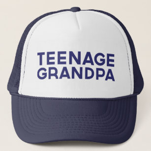TEENAGE GRANDPA fun slogan trucker hat in blue