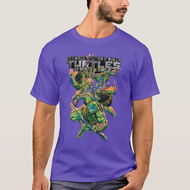 Teenage Mutant Ninjaurtles Colorful Attack Poses C T-Shirt (Front)