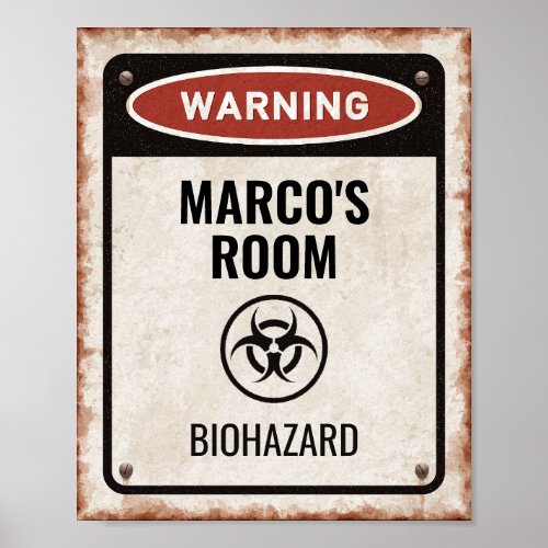 Teenage room sign with custom name  biohazard