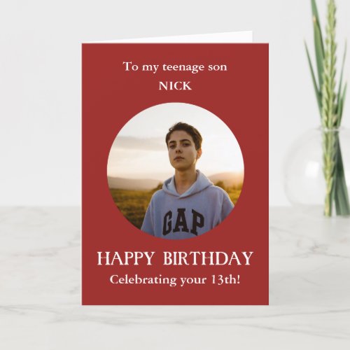Teenage Son Photo 13th Birthday Card