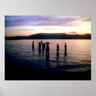 Teenage Swim at Sunset Poster