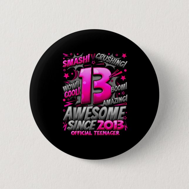 Teenager 13 Year Old Boys 13th Birthday Boy  Button (Front)