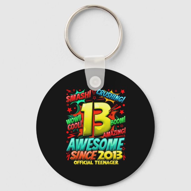 Teenager 13 Year Old Boys 13th Birthday Boy  Keychain (Front)