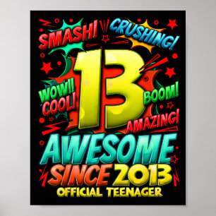 Teenager 13 Year Old Boys 13th Birthday Boy Poster