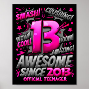 Teenager 13 Year Old Boys 13th Birthday Boy Poster