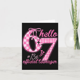 Teenager 13th birthday six seven pink coquette bow card