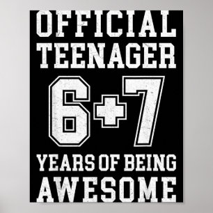 Teenager Funny 6 7 13th Birthday Poster