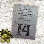 Teenager Grunge Metal Big Age Invitation<br><div class="desc">Masculine birthday party invitation with a metal and grunge design.  Perfect for celebrating a teenage boy.  Gray,  scratched metal background with black text and big number at the bottom for his age.</div>