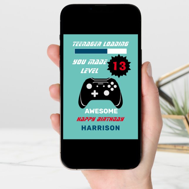 Teenager Loading Funny Gamer Personalized Birthday Card (Front Digital)