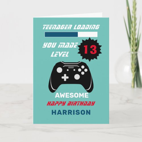 Teenager Loading Funny Gamer Personalized Birthday Card