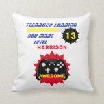 Teenager Loading Funny Gamer Personalized Birthday Throw Pillow<br><div class="desc">Just the thing for all those boys and girls turning thirteen "Teenager Loading you Made Leve 13" design with the image of a controller is easy to customize with a name and  age for that extra special touch at no extra cost.</div>