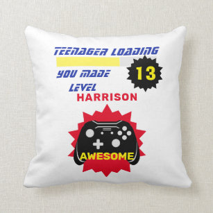 Teenager Loading Funny Gamer Personalized Birthday Throw Pillow