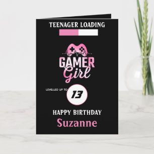 Teenager Loading Gamer Girl Levelled Up Card