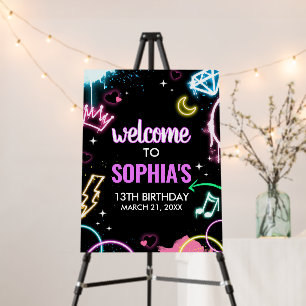 Teenager Neon Thirteenth Birthday Welcome Sign
