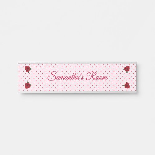 Teenagers Room Sign Pink Dots Red Roses Desk Wall