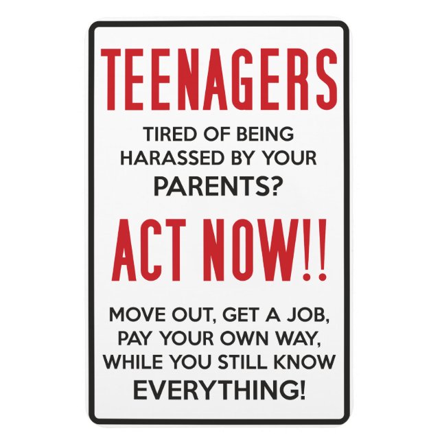 Teenagers, Tired of Being Harassed? Act Now!! Magnet (Vertical)