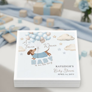 Teenie Weenie Dachshund Balloons Blue Baby Shower Napkins