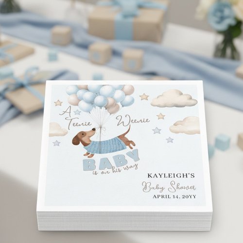 Teenie Weenie Dachshund Balloons Blue Baby Shower Napkins