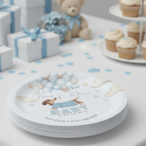Teenie Weenie Dachshund Balloons Blue Baby Shower Paper Plates