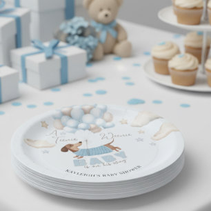 Teenie Weenie Dachshund Balloons Blue Baby Shower Paper Plates