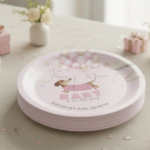 Teenie Weenie Dachshund Balloons Pink Baby Shower Paper Plates